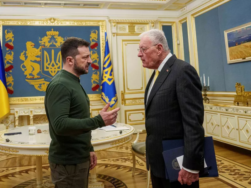 Zelensky-Kellogg at Rome, Ukraine Summit, source: AP