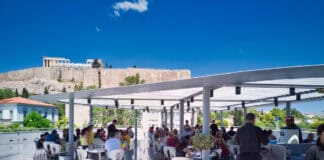 People eating at Acropolis museum terrace, source: Shutterstock
