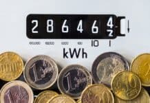 Electricity, KwH counter and euro coins, source: Alex Yeung / Shutterstock.com