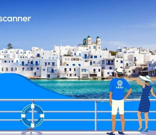 Ferryscanner, travelers on ship to greek island