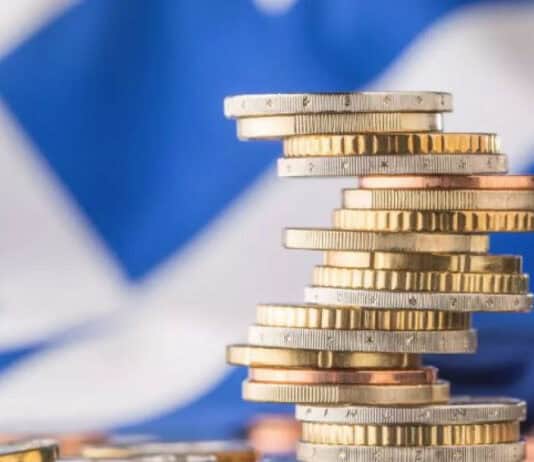Coins and greek flag
