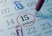 August 15th on calendar, source: Shutterstock