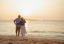 Happy retired couple at the beach, source: Shutterstock